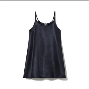 NWT PJ Harlow Silk Satin Spaghetti Strap Pajama Cami in Midnight Navy, Small